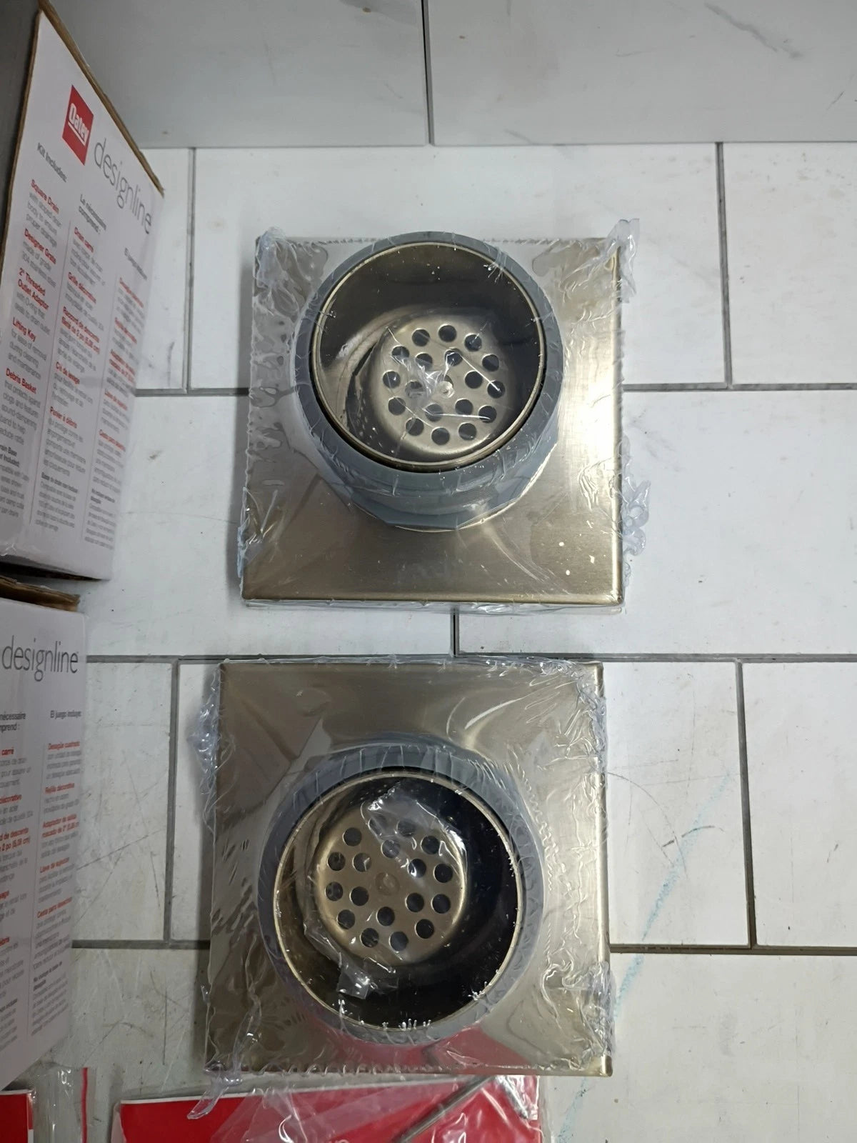 2Pk Oatey Designline Decorative Shower Drain Square Champagne Bronze DS32040CB
