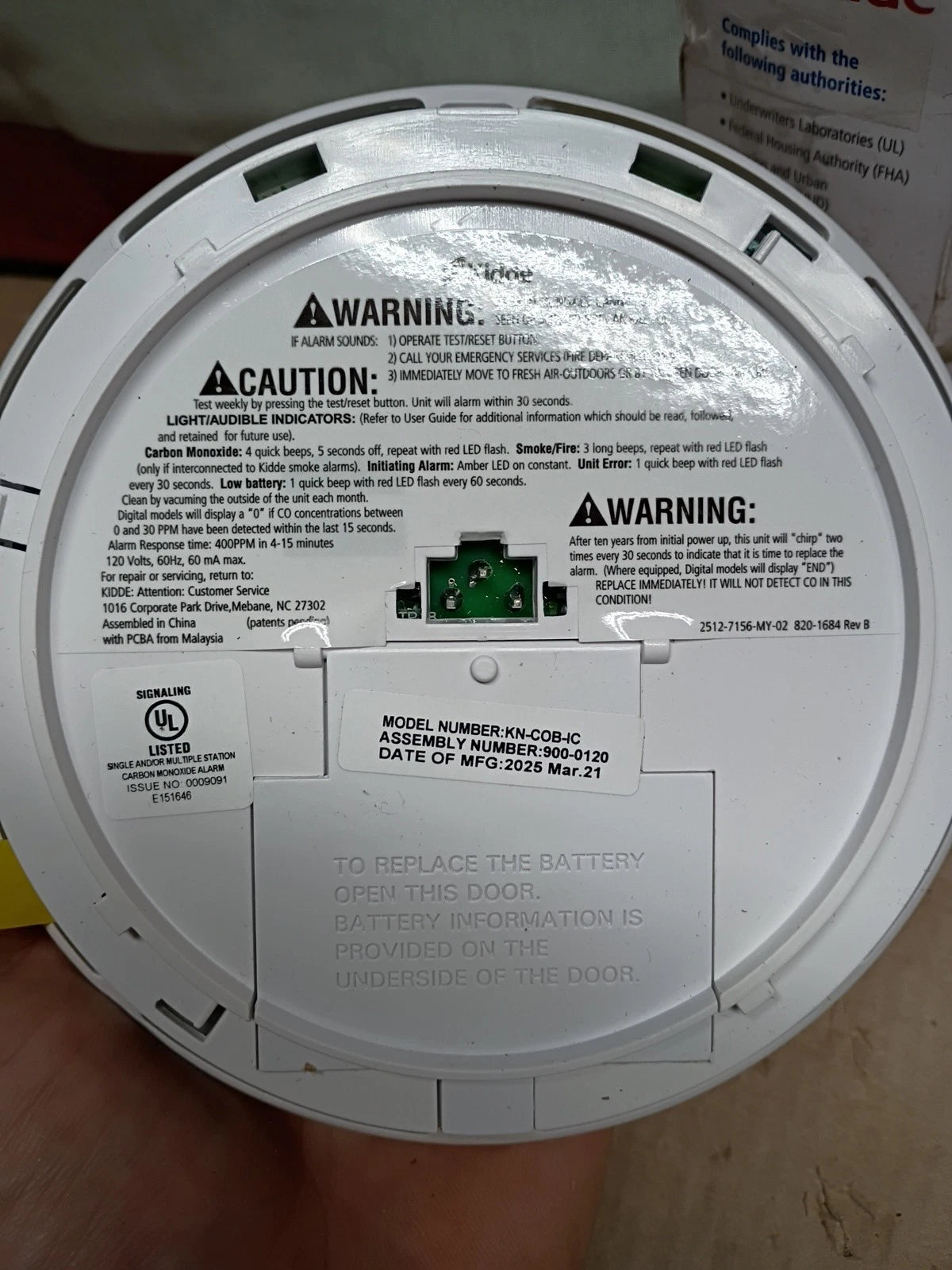 2-Pack | Carbon Monoxide Alarm, Kidde 120V Direct Wire Battery Backup 900-0120