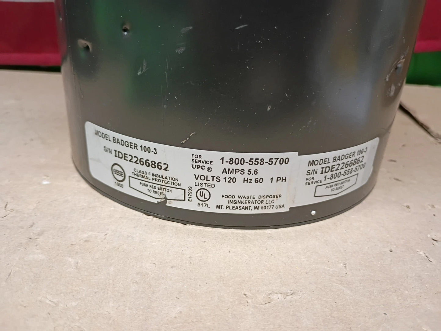 InSinkErator Badger 100, 1/3 HP Continuous Feed Kitchen Garbage Disposal, OB