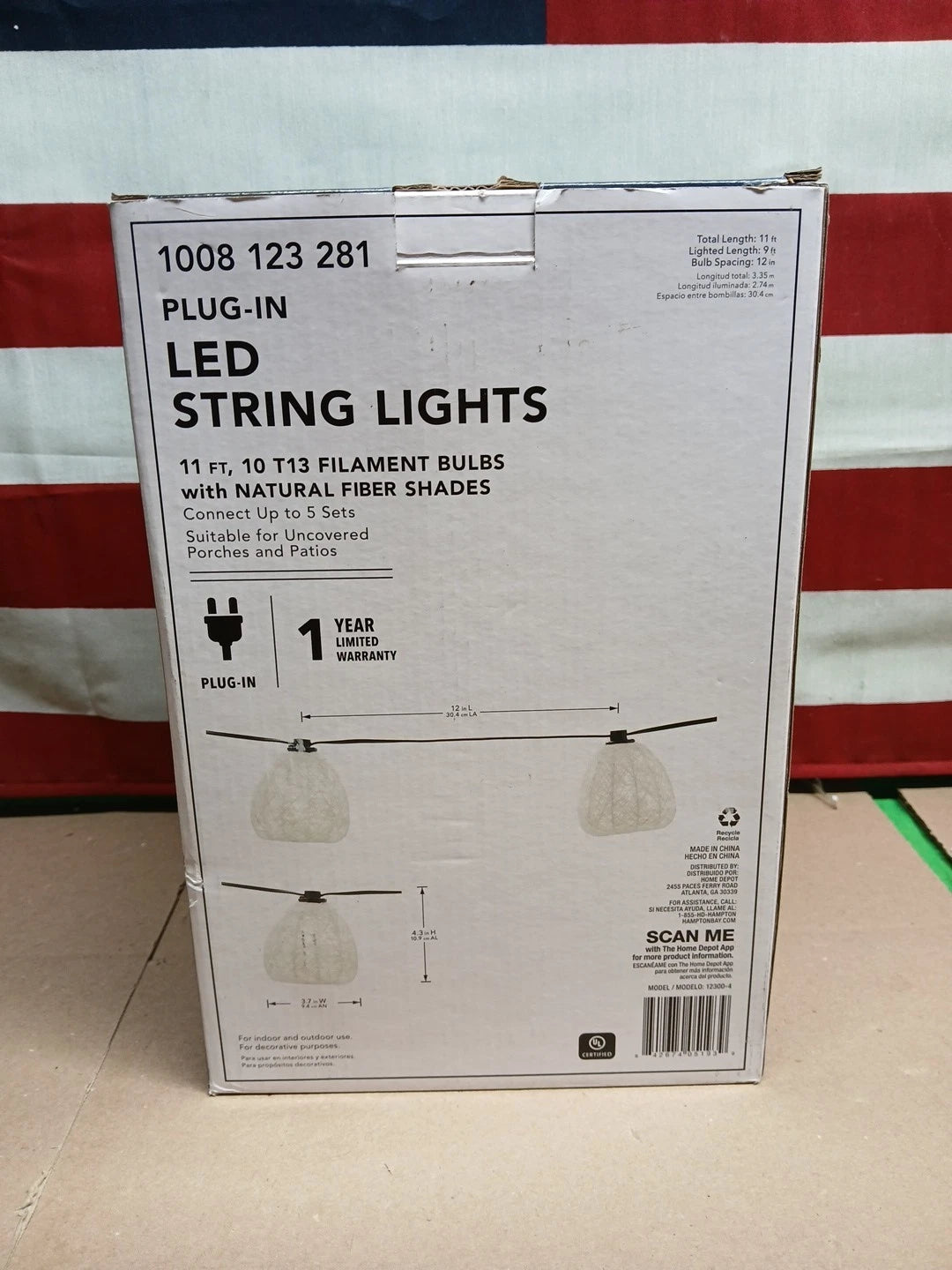 Hampton Bay 11 ft. Plug-In Mini Bulb LED Natural Fiber String Light (10-Heads)