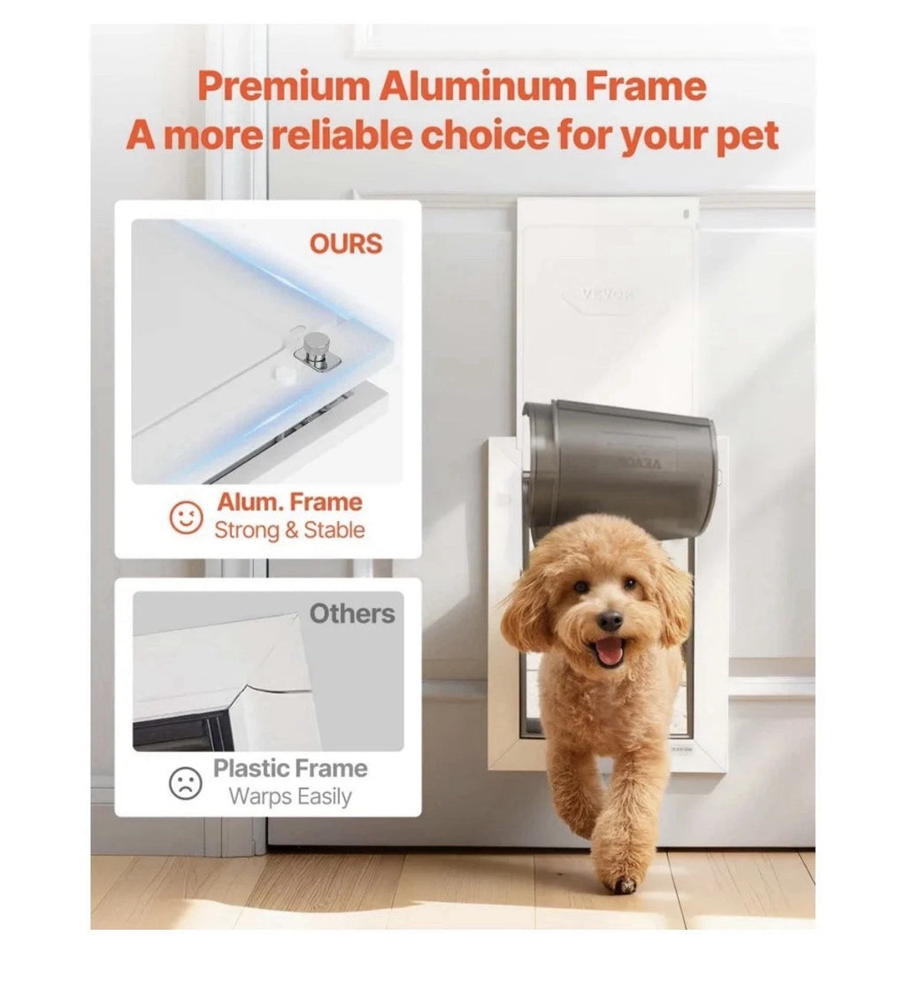VEVOR M Pet Door, 8.25" x 12.25" Aluminum Frame W/ Lock and Flap System Open Box