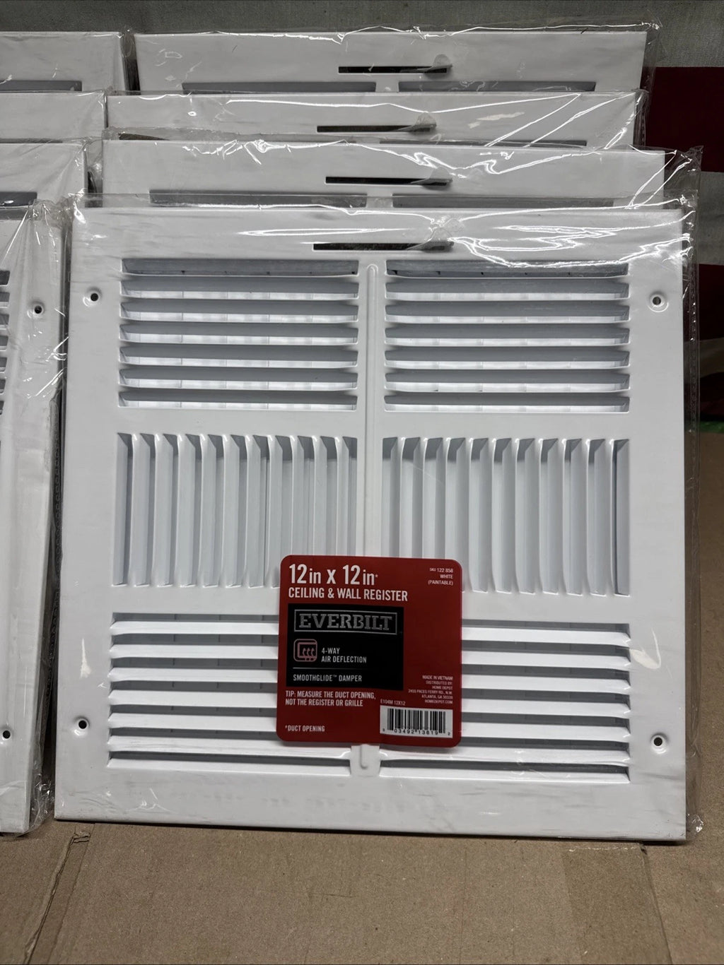 8 pack 12 in. x 12 in. 4-Way Steel Wall/Ceiling Register in White
