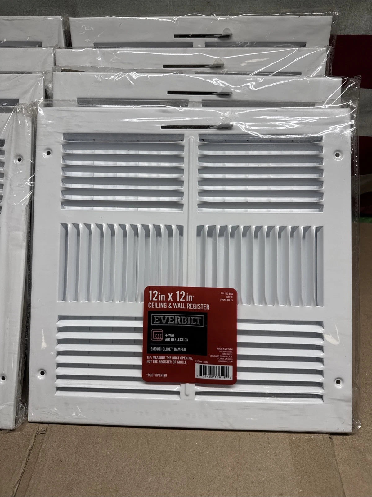 8 pack 12 in. x 12 in. 4-Way Steel Wall/Ceiling Register in White