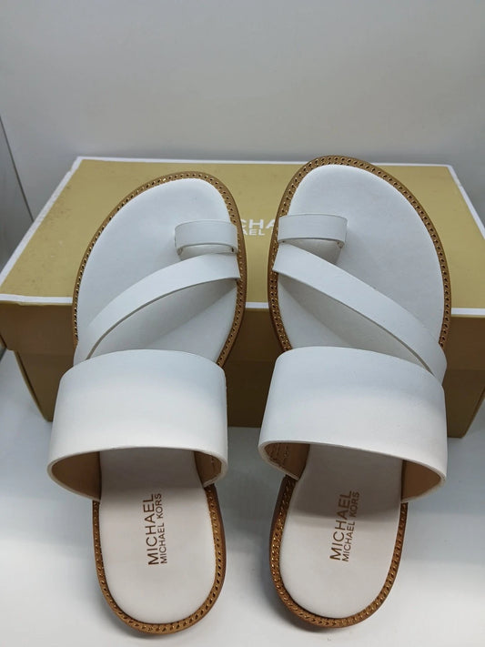 Michael Kors Selah Leather Slide Sandal White( 5M)