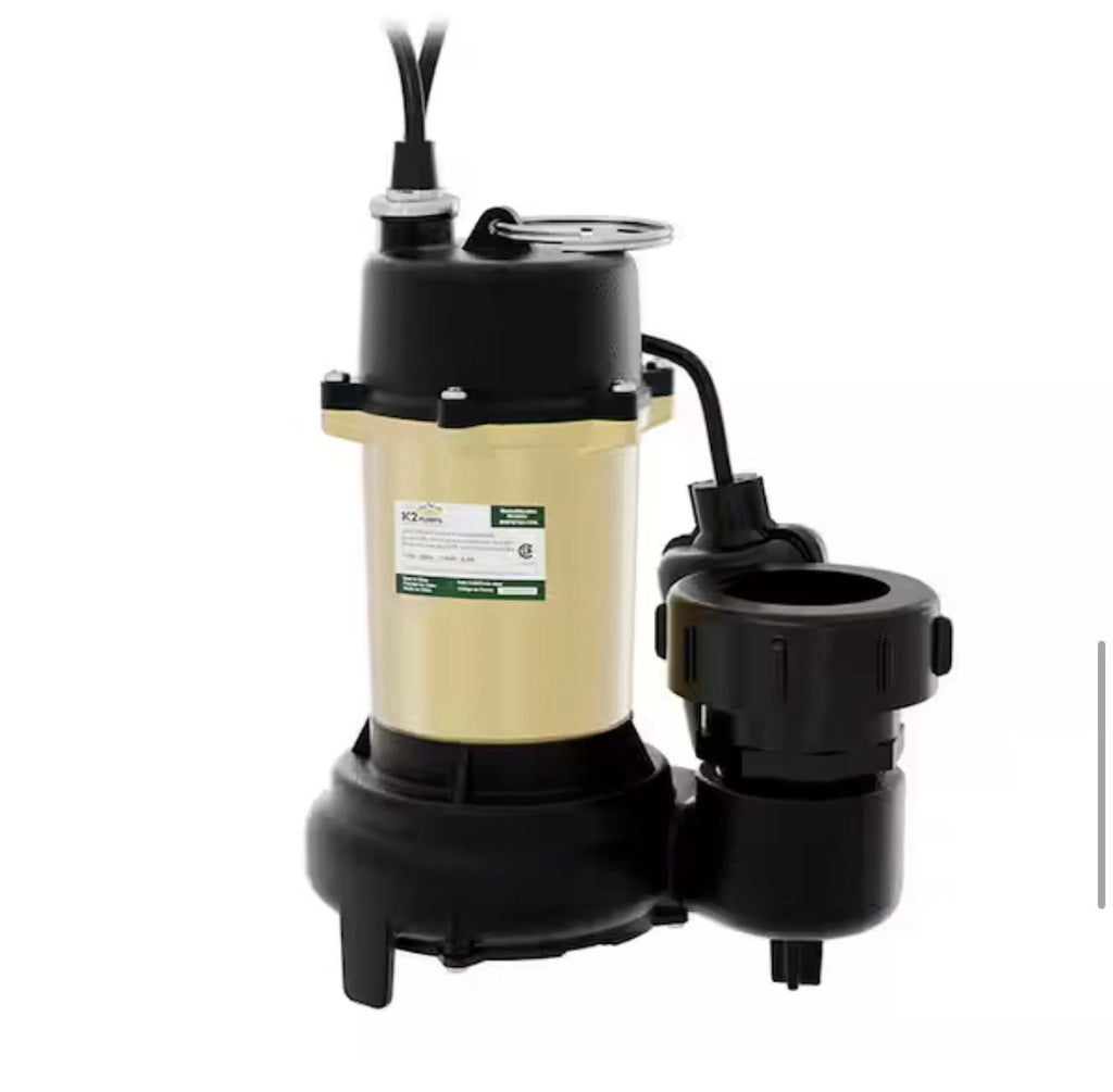 K2 Pumps 3/4HP Heavy-Duty Cast Iron Effluent Septic Pump W/ Tethered Switch NEW