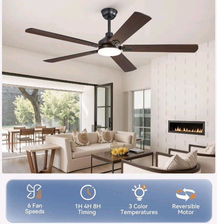 ZMISHIBO 60 Ceiling Fans with Lights Black Modern Ceiling Fan with Remote