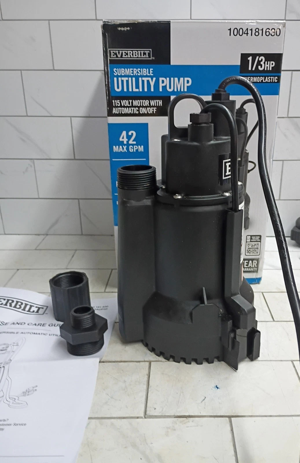 Everbilt 1/3 HP Automatic Utility Pump HDAUP33- Automatic On/Off Open Box