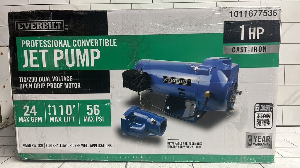 Everbilt HDCWJ10 1HP 115/230v  Professional Convertible Jet Pump NEW OPEN BOX