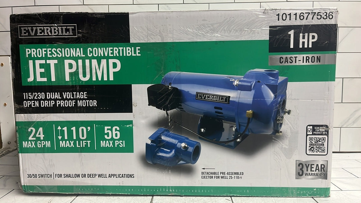 Everbilt HDCWJ10 1HP 115/230v  Professional Convertible Jet Pump NEW OPEN BOX