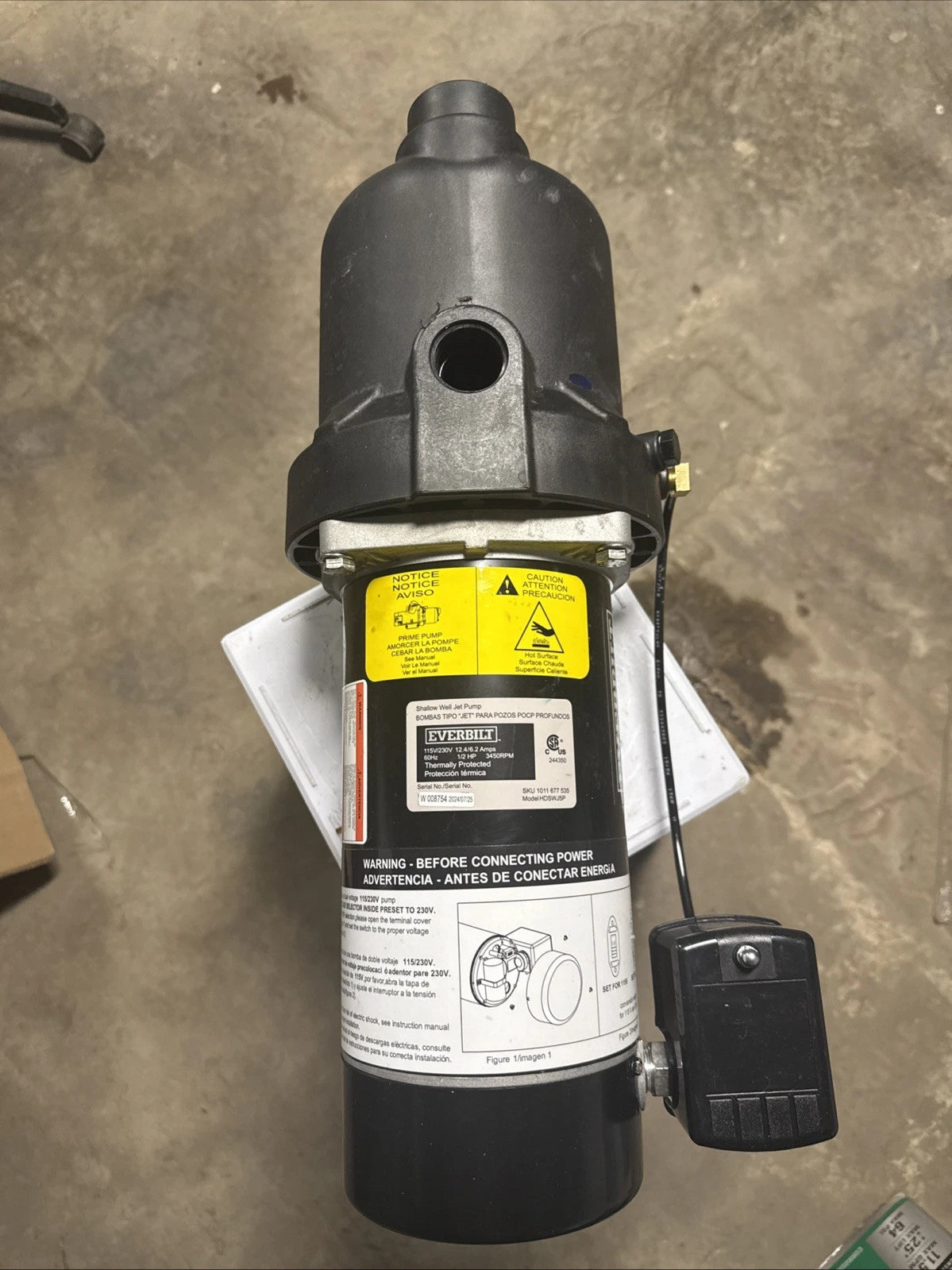 Everbilt 1/2 HP Shallow Well Jet Pump 1011677535. *Read Description*