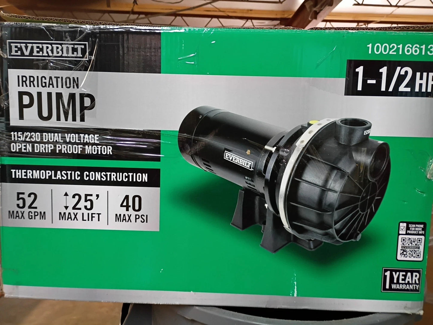 Everbilt HDLS15P Lawn Irrigation Pump Plastic 1-1/2HP FOR PARTS ONLY
