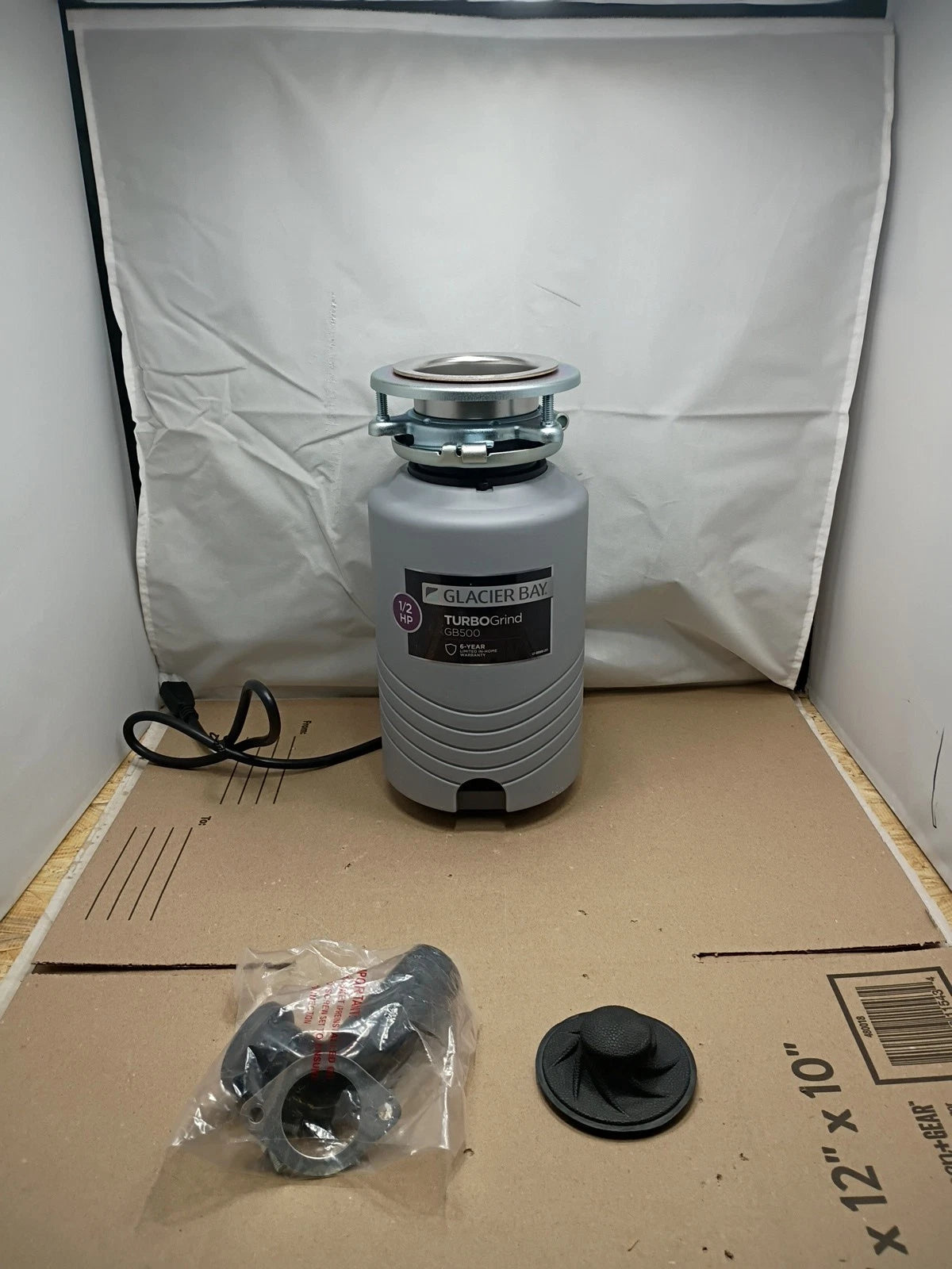 Glacier Bay GB500 Turbo Grind 1/2hp Garbage Disposal Continuous Feed Open Box