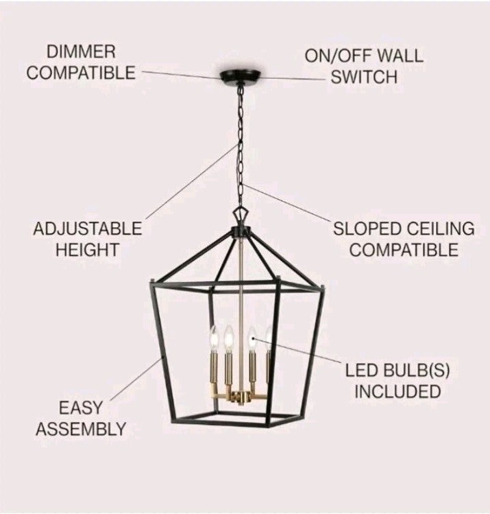 JONATHAN Y 16" Oil Rubbed Bronze/Brass Gold Lantern Pendant Light  JYL7437D OB