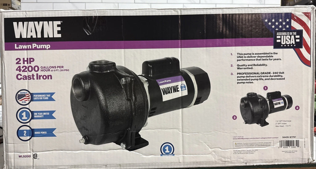 Wayne WLS200, 2 HP Permanent Lawn Irrigation Sprinkler Pump 240V Open Box