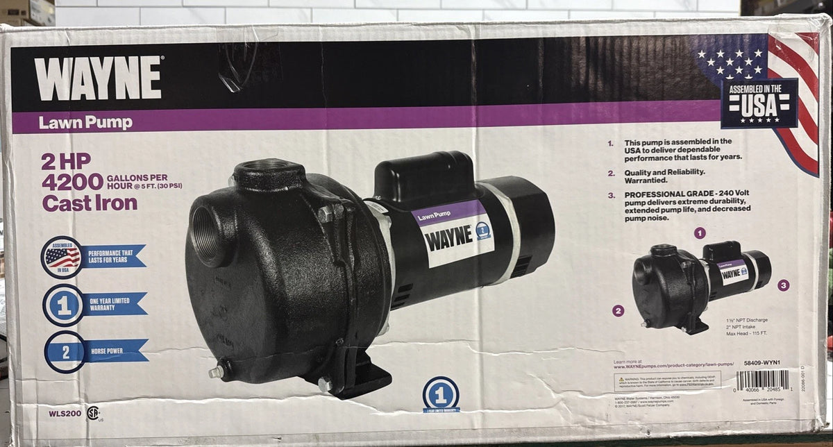 Wayne WLS200, 2 HP Permanent Lawn Irrigation Sprinkler Pump 240V Open Box