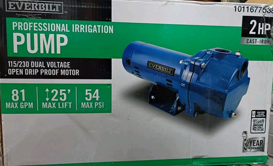 Everbilt 2HP Professional Irrigation Pump Iron 115/230 Dual Voltage FOR PARTS
