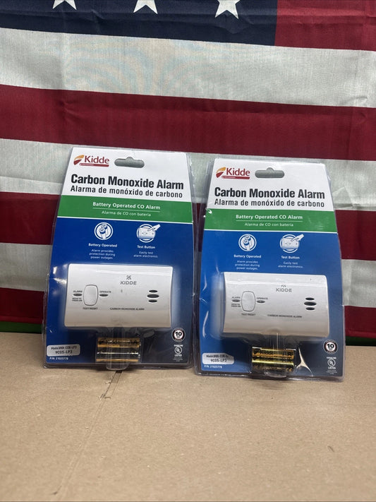 2x Kidde Carbon Monoxide Alarm Battery Operated CO Detector Monitor 9C05-LP2 New