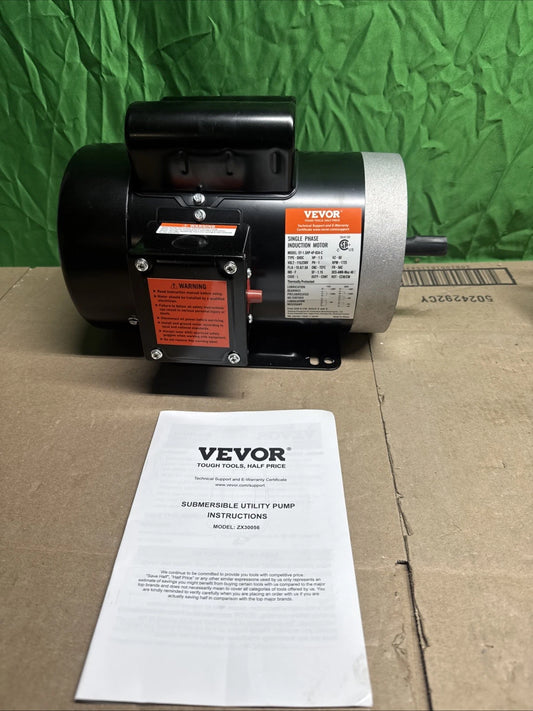 VEVOR 1.5HP Electric Motor 3450 rpm AC 115V/230V 56 Frame Air Compressor Motor