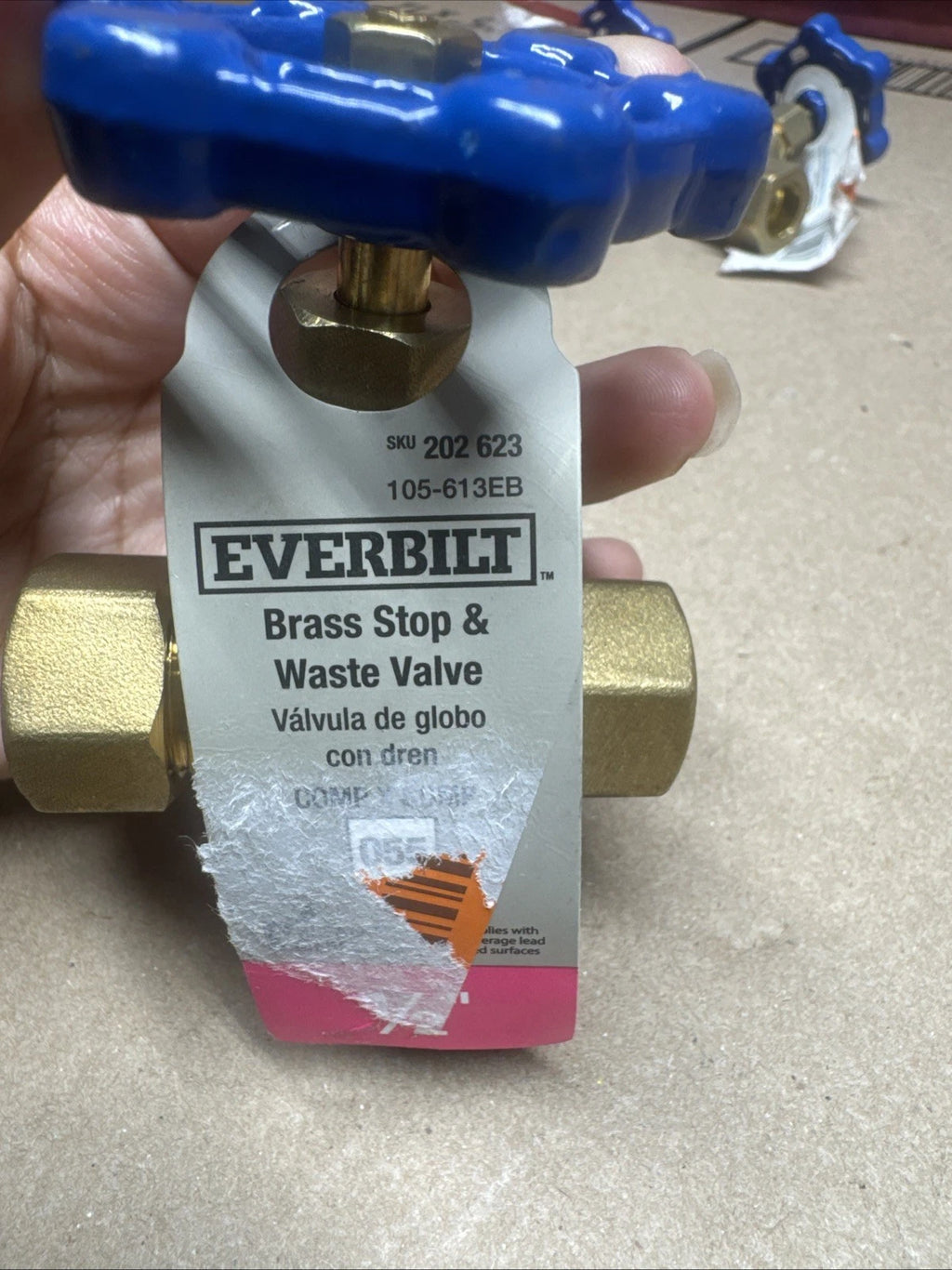 4 Pack Everbilt 1/2 in. Brass Stop & Waste Valve 105-61EB NEW