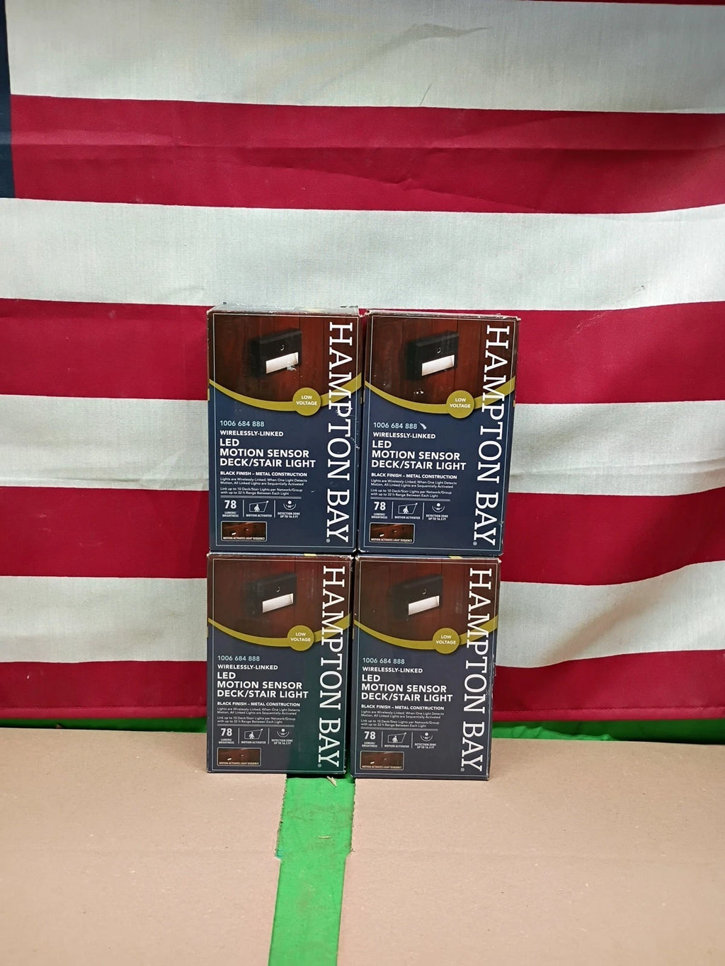 (4pk) Hampton Bay LED Motion Sensor Deck & Stair Light Low Volt Black Finish 12V