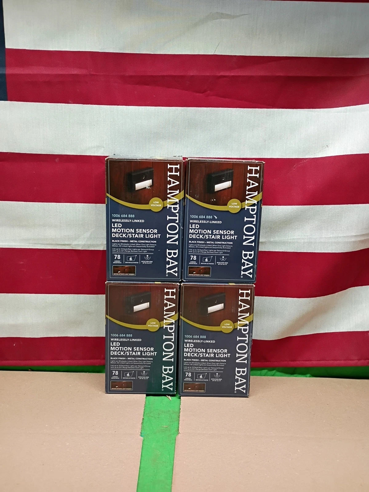 (4pk) Hampton Bay LED Motion Sensor Deck & Stair Light Low Volt Black Finish 12V