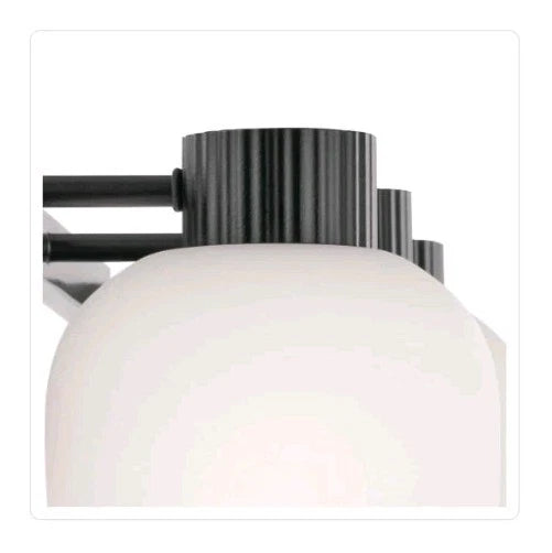 KICHLER 24" 3-Light Black Bathroom Vanity Light w/ Satin Etched White Glass OB