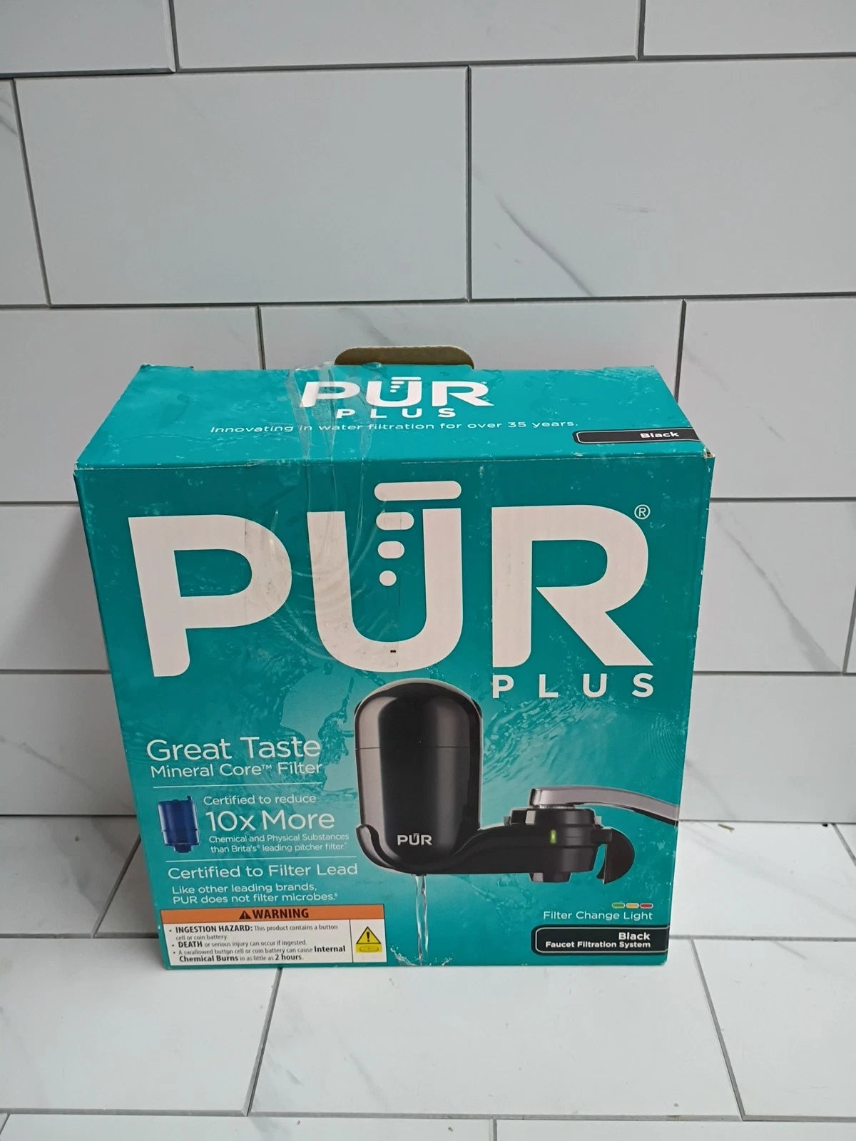 PUR PLUS Faucet Mount Filtration System Black FM2100B- BRAND NEW Open Box