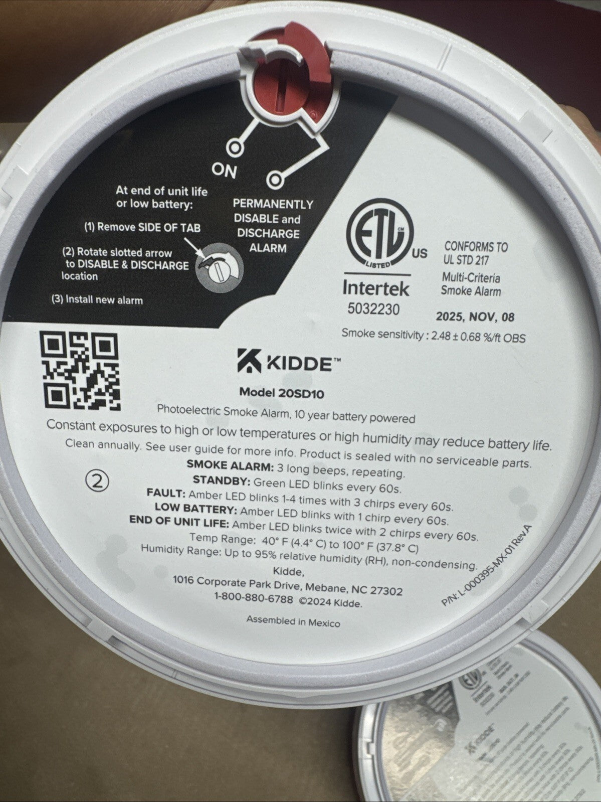 2PK Kidde 20SD10 10-Year Battery PoweredDetect Smoke Alarm w/PhotoelectricSensor