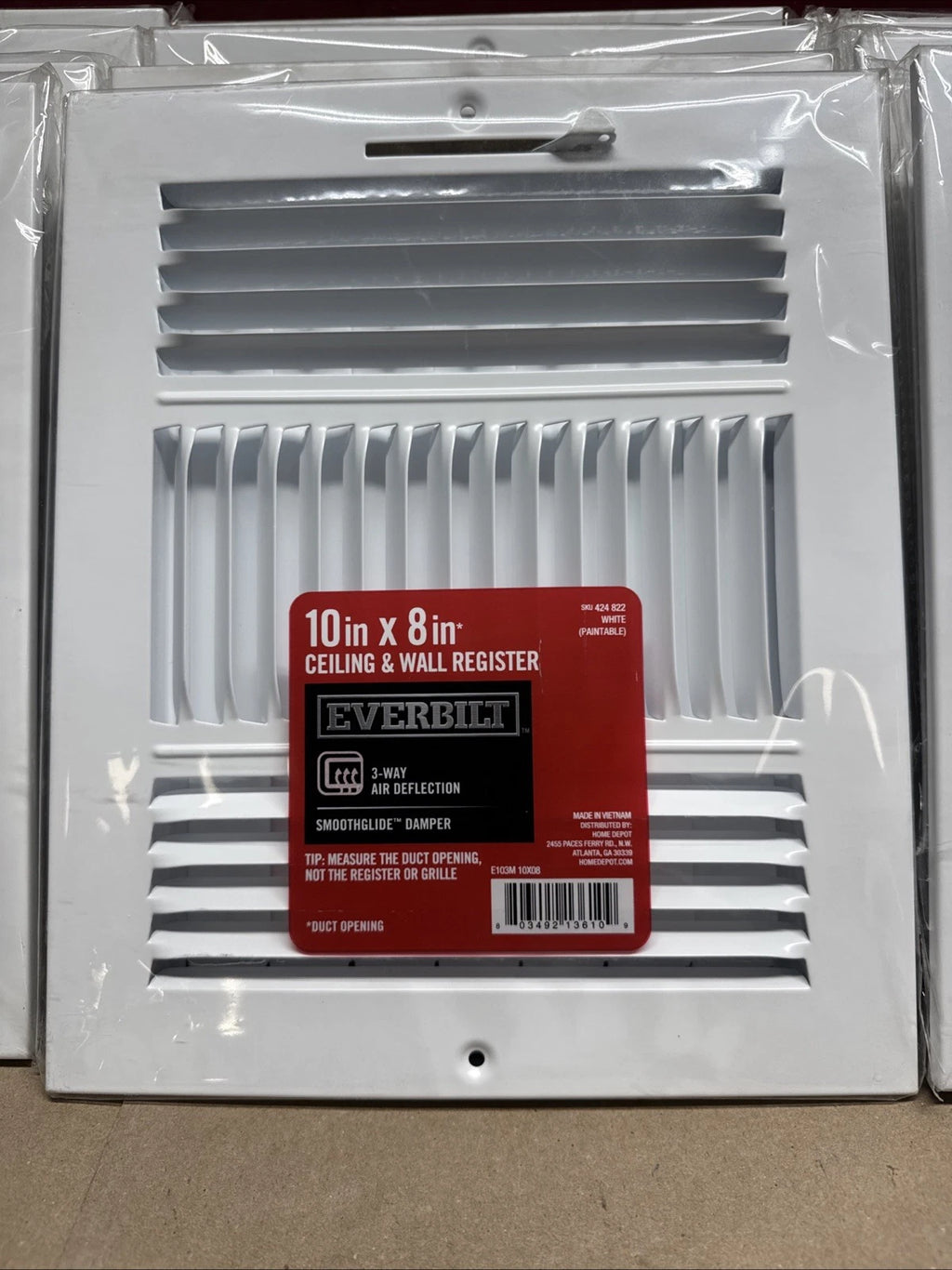 12PK Everbilt 10" X 8" Ceiling Wall Register White 3-Way Air Deflection Smooth..