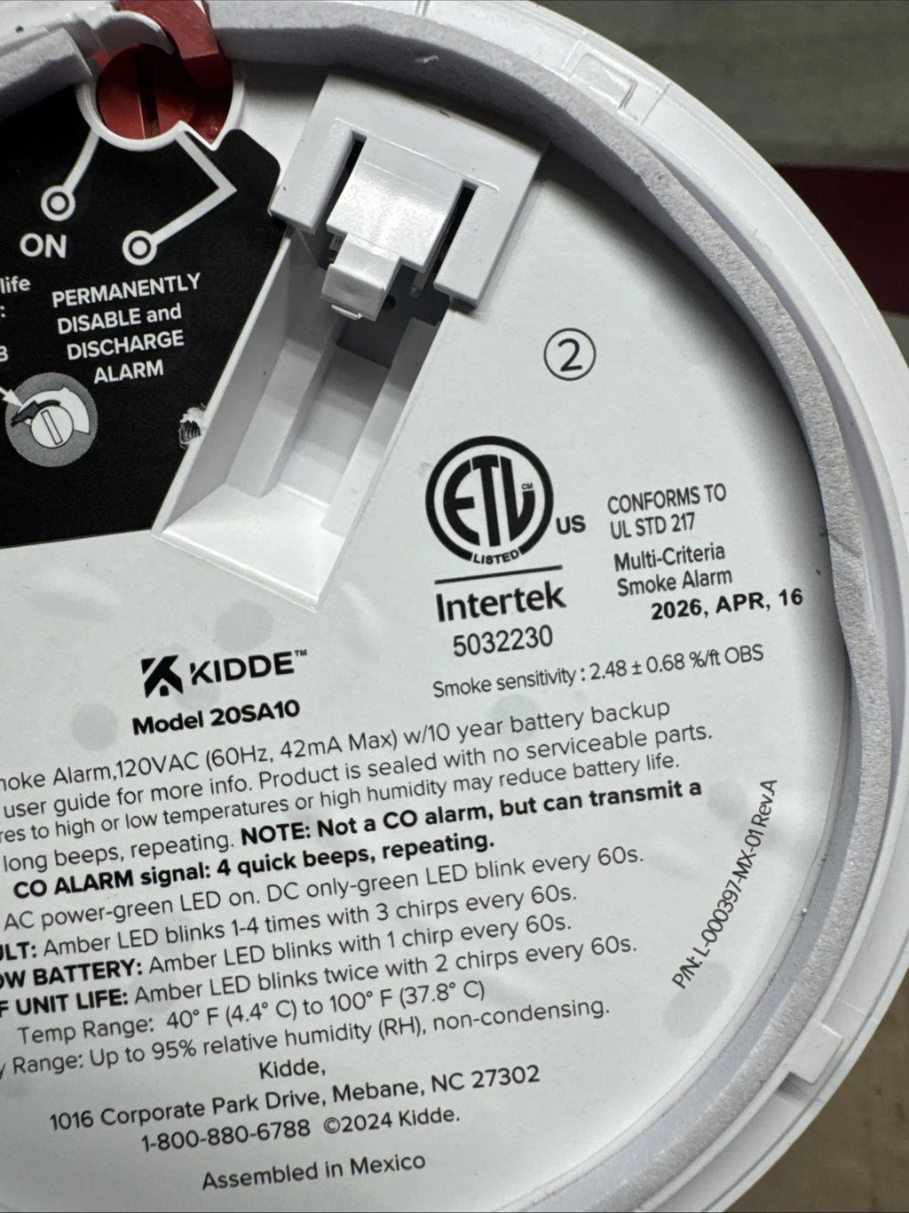 Kidde 20SA10 Hardwired Smoke Detector with Photoelectric sensor New Open Box