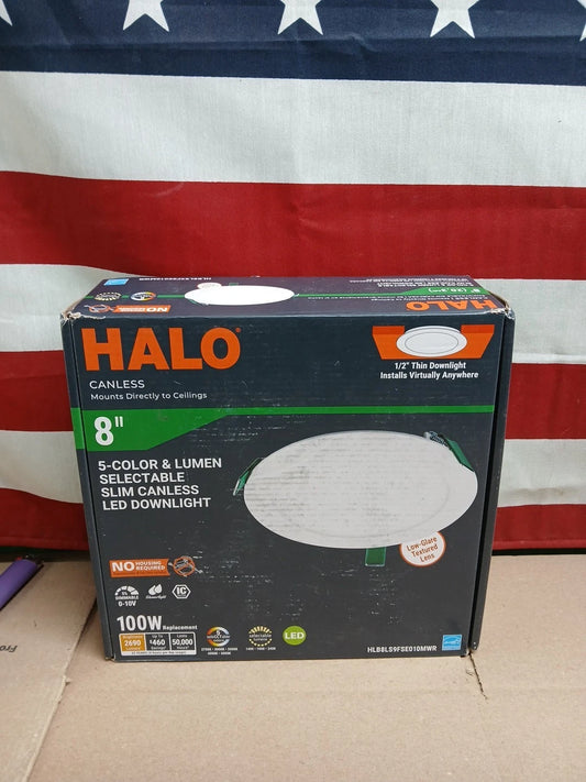 HALO 8" Direct Mount HLB Ultra Thin Downlight Dimmable 5 Colors