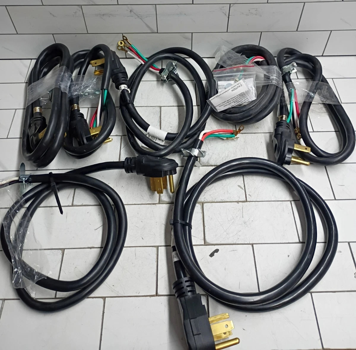 (7 Pack) Electric Dryer Cord Connector 4 Prong 30 Amp PVC Black 6ft" Cord OB