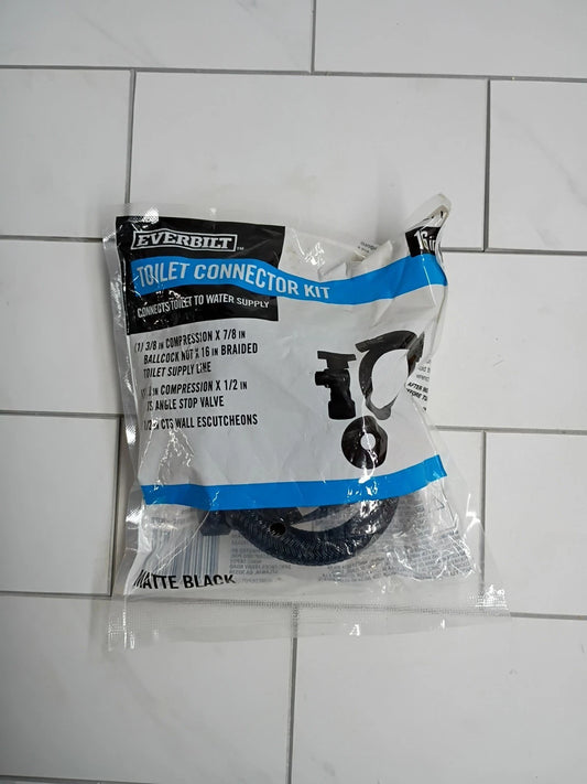 Everbilt Toilet Connector Water Line Kit 16” Length 3/8" x 7/8" BC Mat-black New