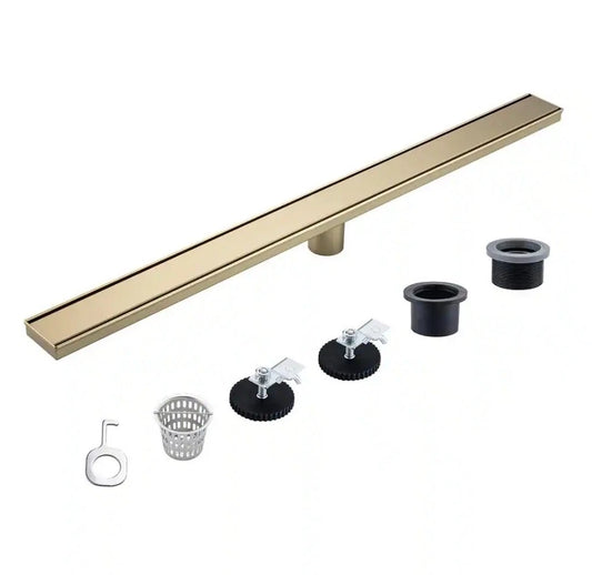 RAINLEX 36 in Stainless Steel Linear Shower Drain Tile-in Cover Brushed Gold