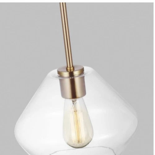 Generation Lighting Jett 1-Light Satin Brass Shaded Pendant Light Open Box
