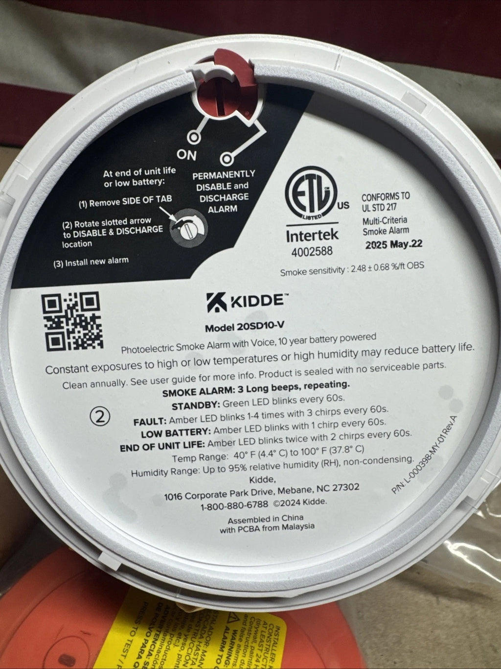 Kidde Smoke Alarm 10-Year Sealed Battery, Voice Alerts, White, 3-Pack 20SD10-V