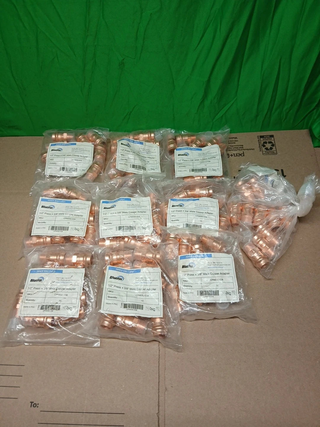 LOT OF 10 1/2" Press x 3/8" Male Copper Adapter 10pack CPM050-038 NEW
