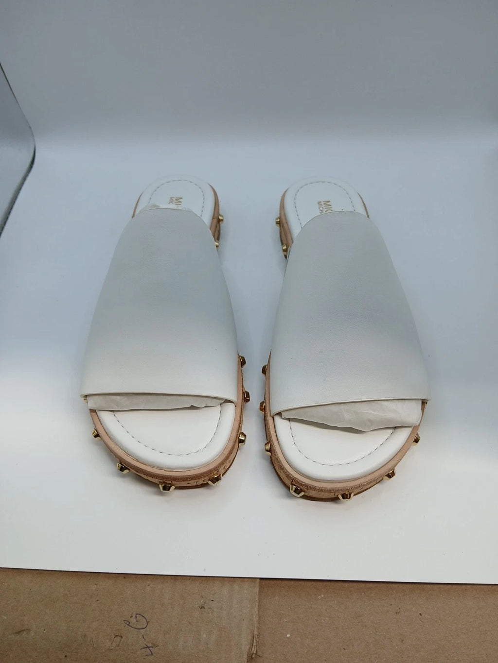 Michael Kors Ellen Slide Leather White Size 5.5