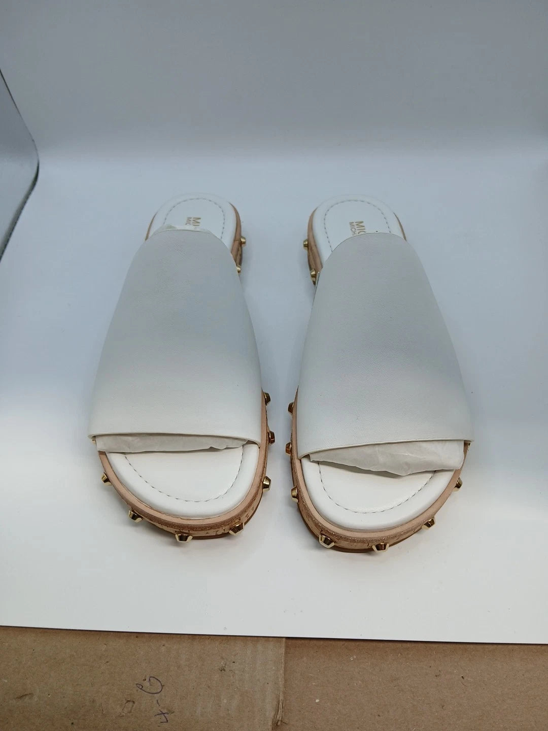 Michael Kors Ellen Slide Leather White Size 5.5