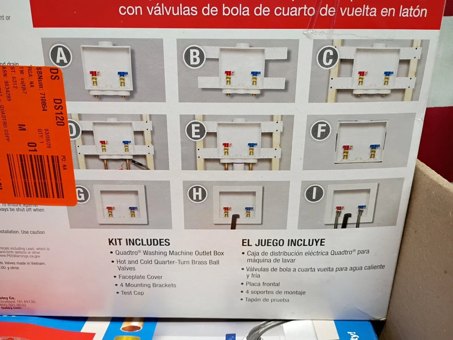 6pk Quadtro Washing Machine Outlet Box, 4 Options Model, 38529, NOB "COMPLETE"