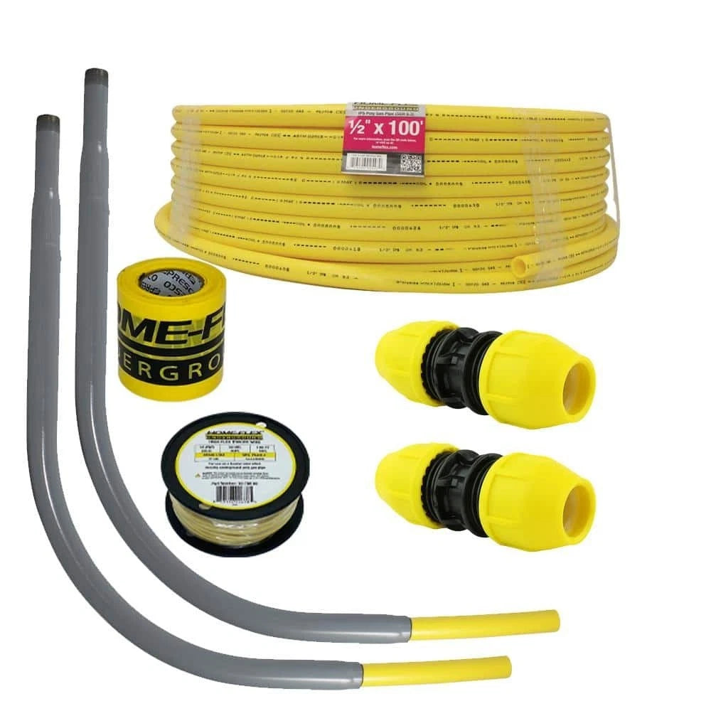HOME-FLEX 250164 1/2" X 100' UNDERGROUND New Installation Kit W Meter Risers Gas