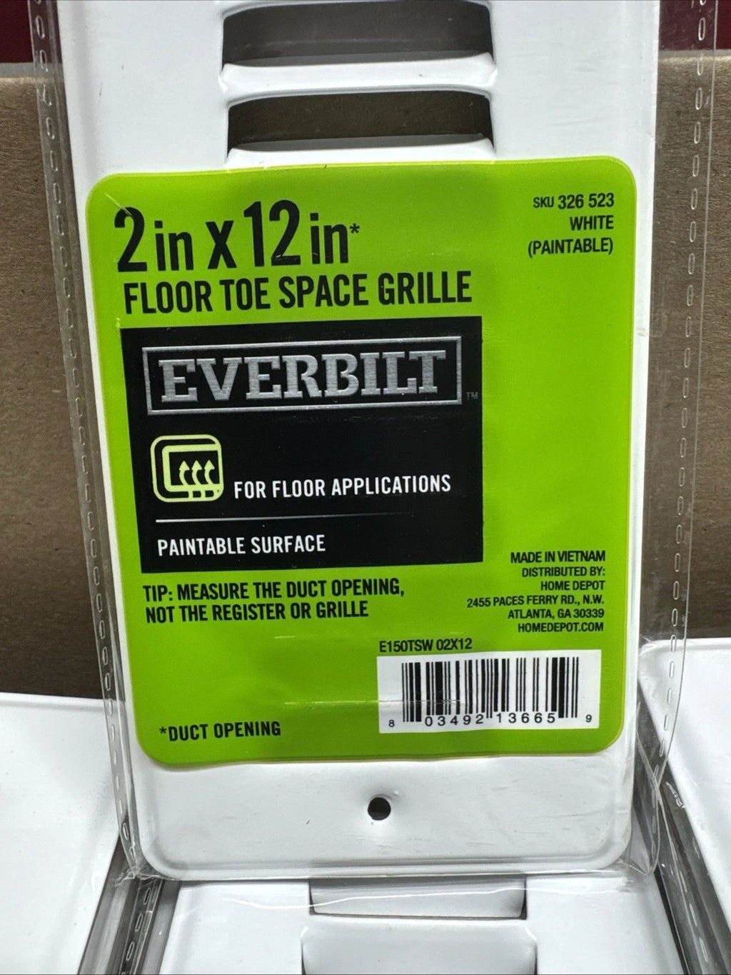 Lot Of 32 Everbilt floor Toe Space Grille 2 x 12 in white 326 523 Painable