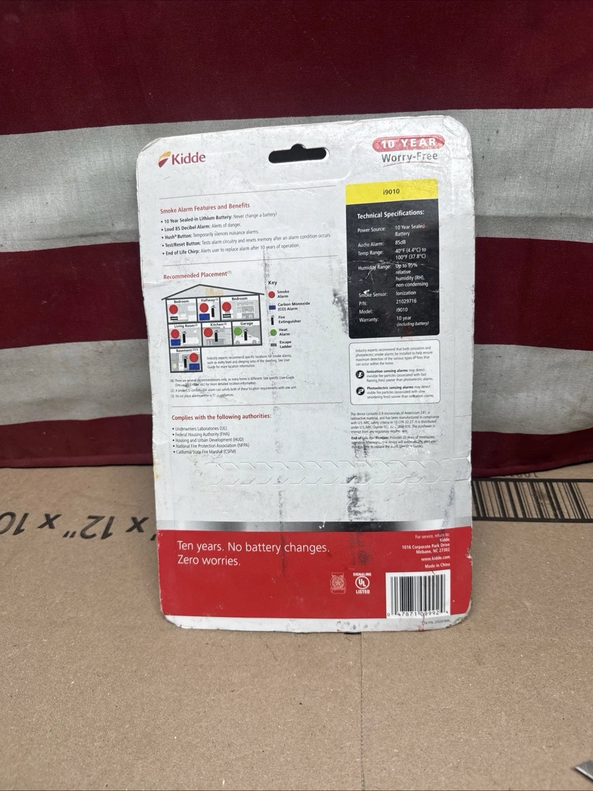 Kidde i9010 White Smoke Alarm 10-Yr Sealed Battery, 5.6in
