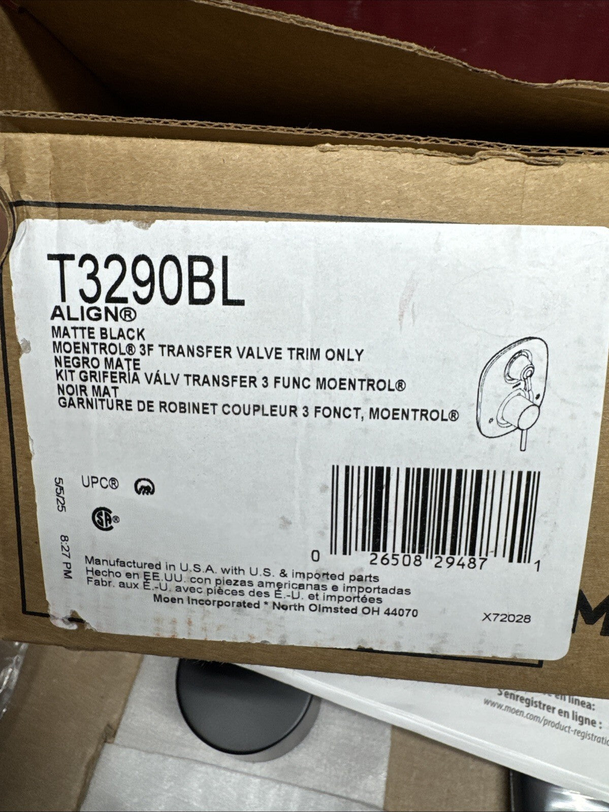 Moen T3290BL Align 3 Function Pressure Balanced Valve Trim Only - Black