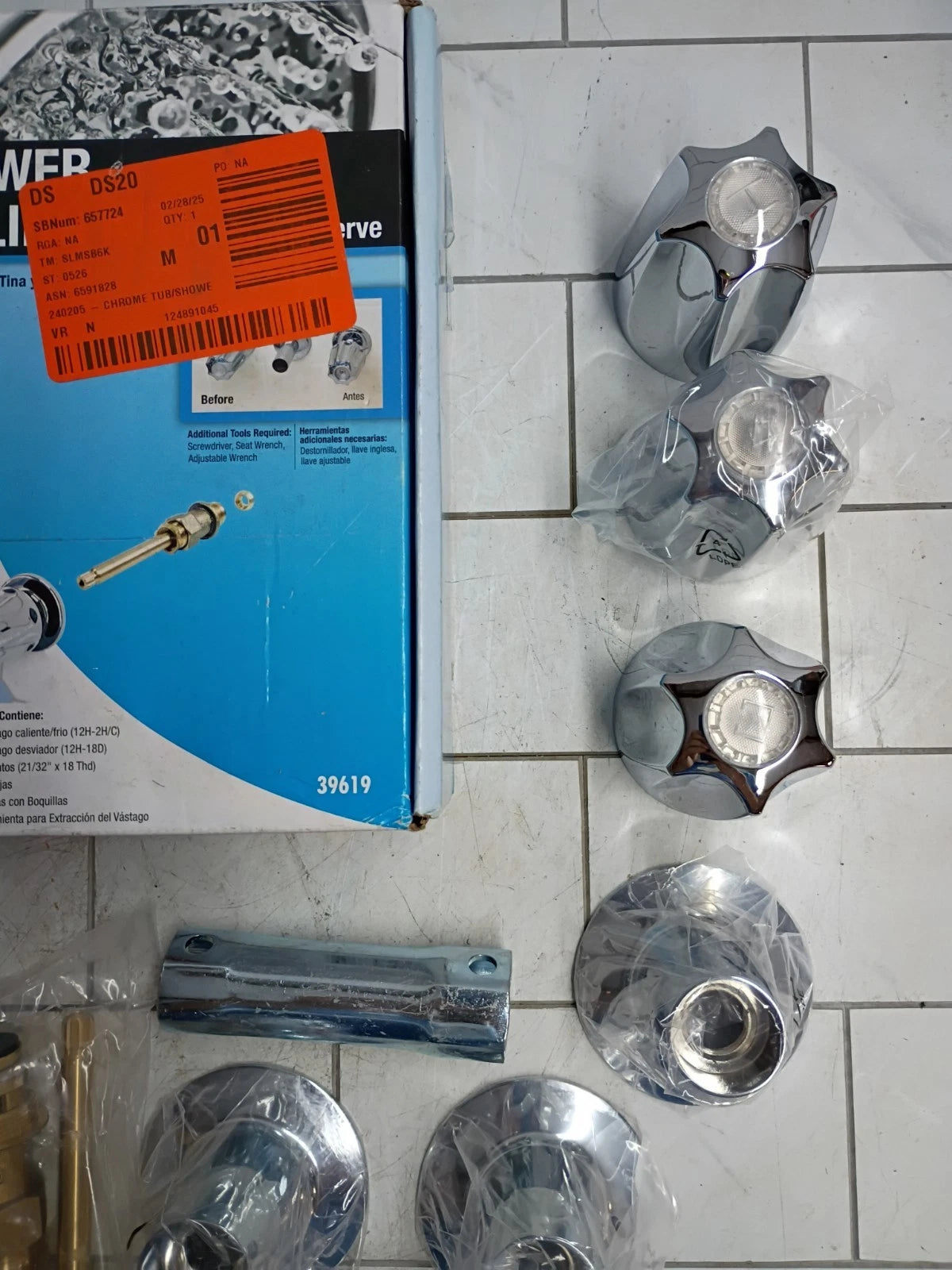 2pk Danco 39619 3-Handle Tub and Shower Wall Mount Trim Kit. Open Box
