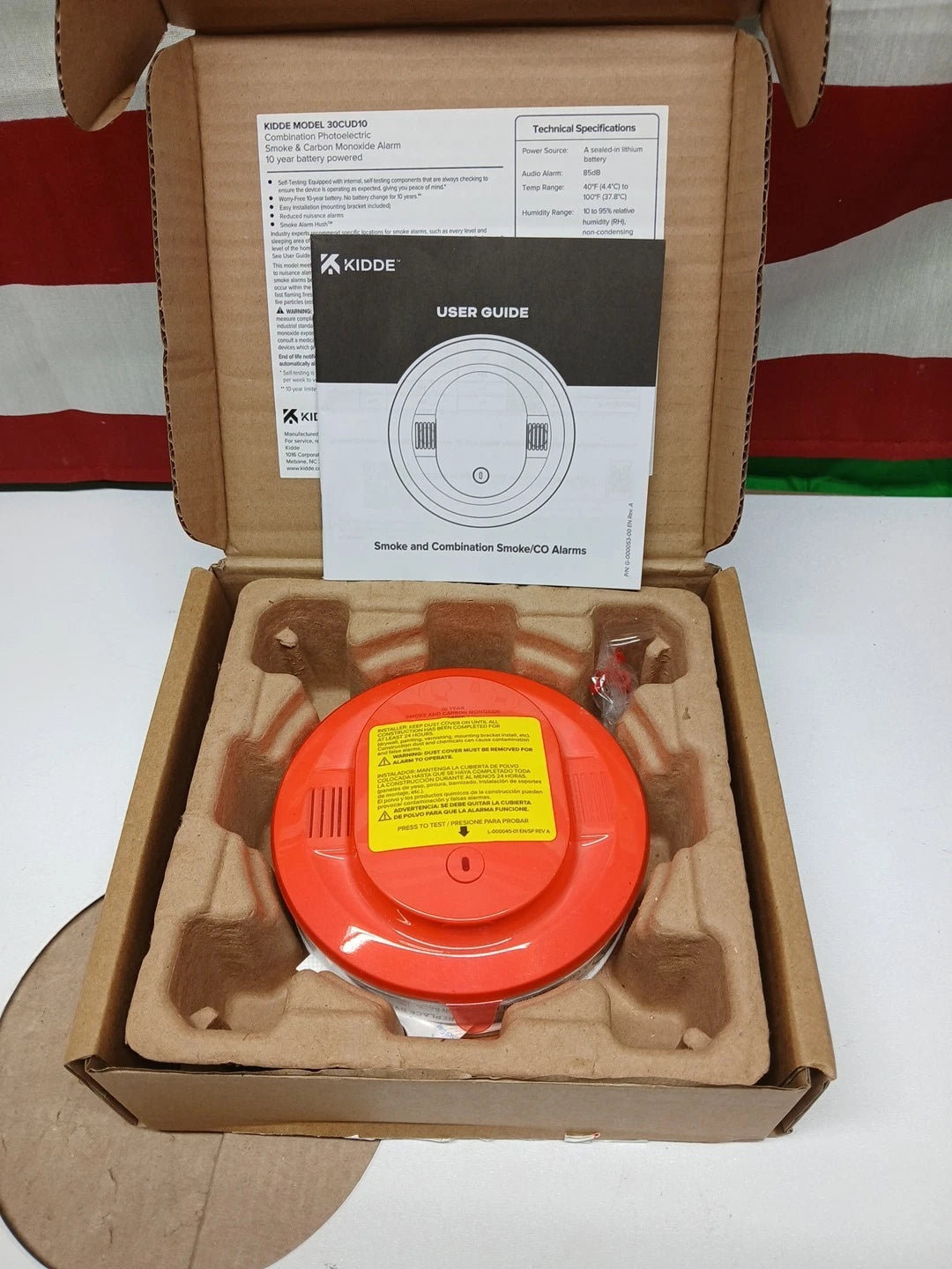 Kidde Smoke & CO Detector 10-Year Battery LED Warning Indicators 30CUD10.