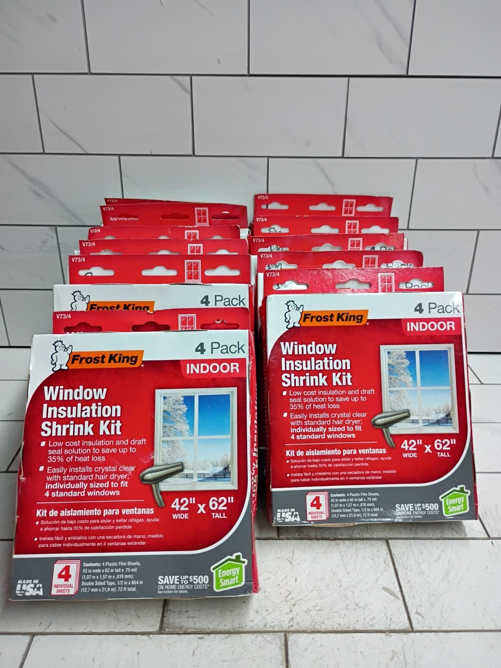 (LOT OF 10)4-PACKS Frost King Shrink Film Window KIT Clear Transparent 42" X 62"