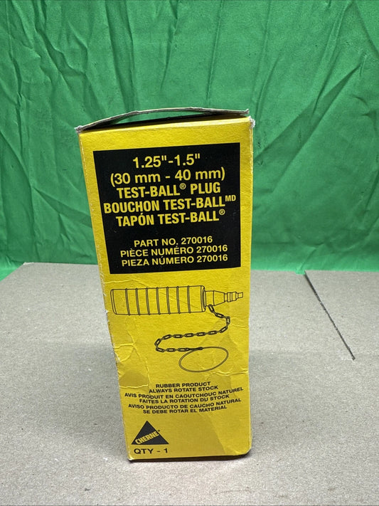Cherne 270016 DWV System 1-1/4" - 1-1/2" Rubber Test Ball Plug New