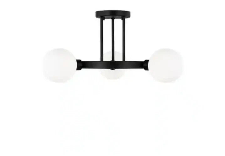 Visual Comfort Clybourn 3-Light Midnight Black Semi-Flush Mount 7761603-112 OB