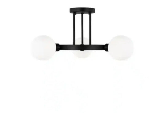 Visual Comfort Clybourn 3-Light Midnight Black Semi-Flush Mount 7761603-112 OB